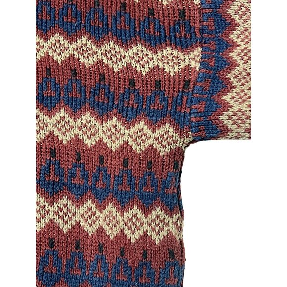VTG Stoneriver Outfitters Men L Maroon Blue Patterned Crew Sweater Acrylic 80's - Picture 13 of 16